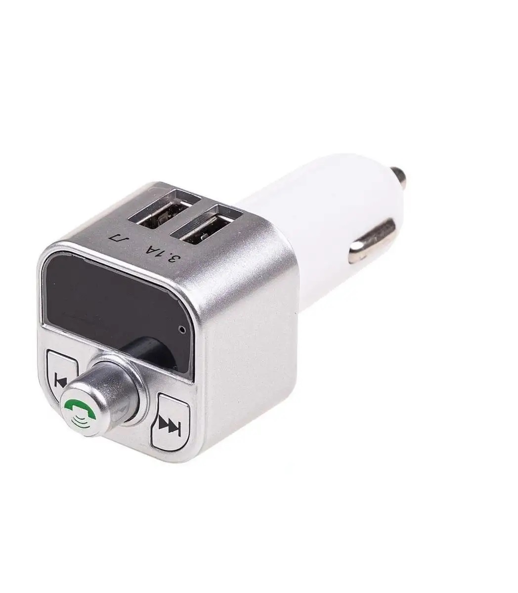 Модулятор FM KL-6008 Bluetooth, Громкая связь, MicroSD, USB Серебро