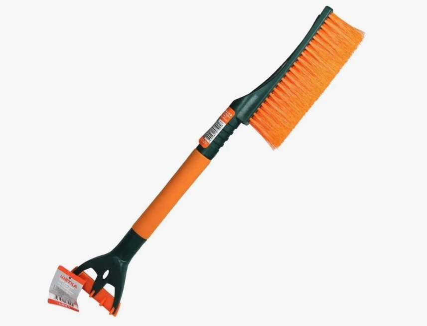 Щетка от снега со скребком Li-Sa 61см поролоновая ручка, расщепленная щетина LS211